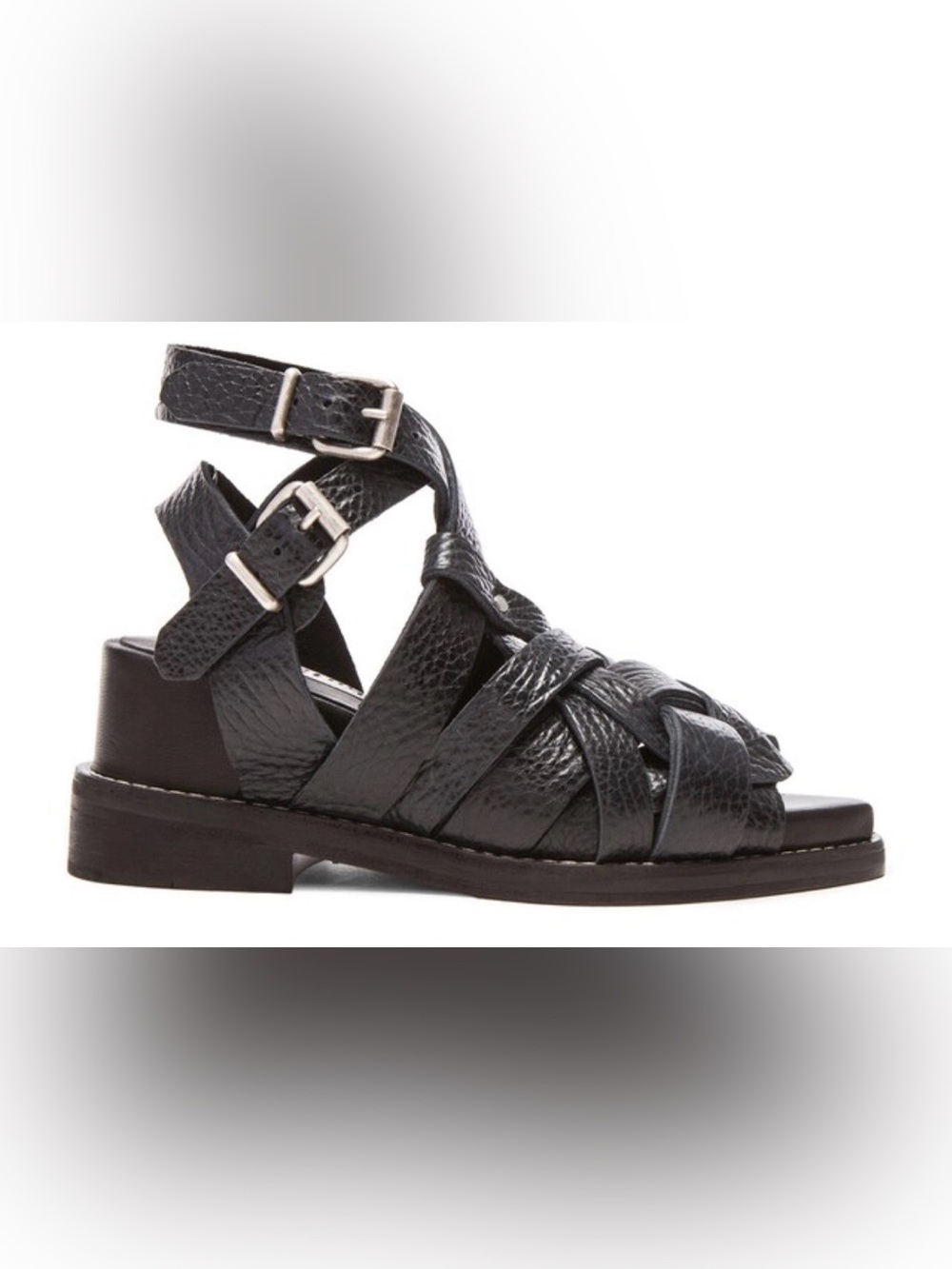 NWOB ACNE STUDIOS Lenna Pebbled Leather Sandals, black, size 40